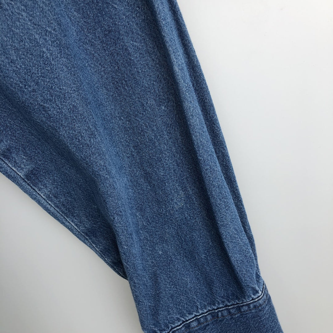 Vintage 90'S Wrangler Long Sleeve Denim Western Shirt, Men's Size XL unclear blue type Vintage Second Hand