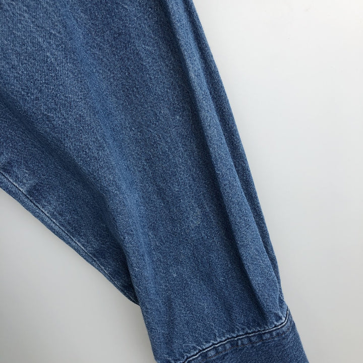 Vintage 90'S Wrangler Long Sleeve Denim Western Shirt, Men's Size XL unclear blue type Vintage Second Hand