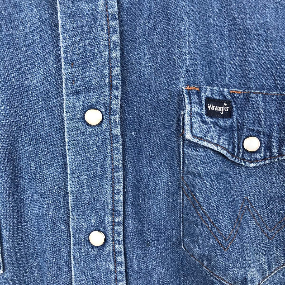 Vintage 90'S Wrangler Long Sleeve Denim Western Shirt, Men's Size XL unclear blue type Vintage Second Hand