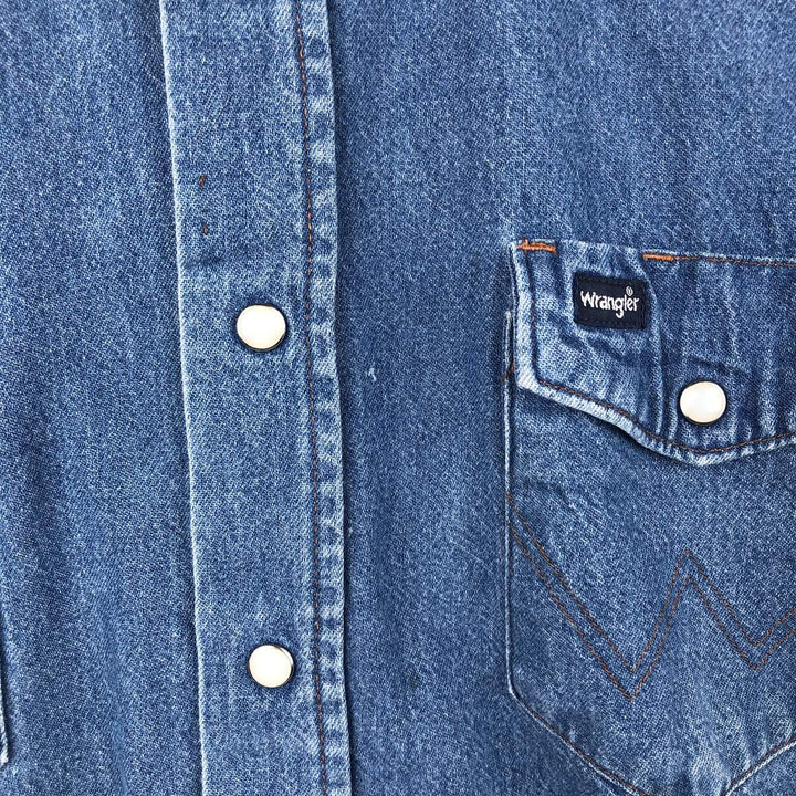 Vintage 90'S Wrangler Long Sleeve Denim Western Shirt, Men's Size XL unclear blue type Vintage Second Hand