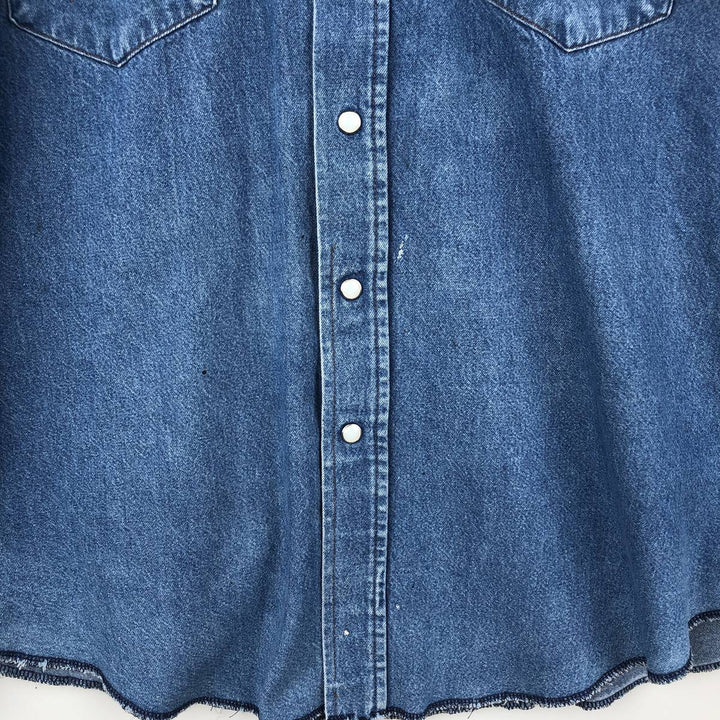 Vintage 90'S Wrangler Long Sleeve Denim Western Shirt, Men's Size XL unclear blue type Vintage Second Hand