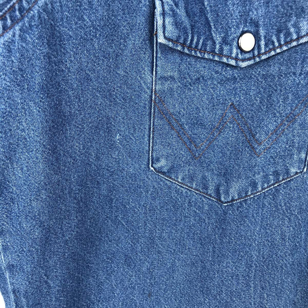 Vintage 90'S Wrangler Long Sleeve Denim Western Shirt, Men's Size XL unclear blue type Vintage Second Hand