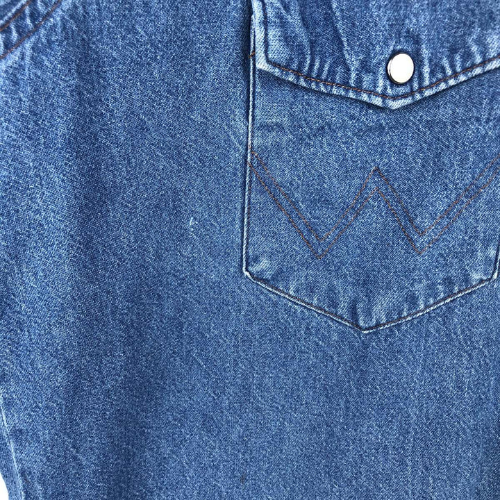 Vintage 90'S Wrangler Long Sleeve Denim Western Shirt, Men's Size XL unclear blue type Vintage Second Hand