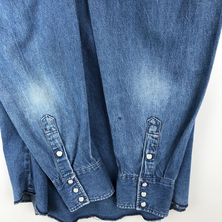 Vintage 90'S Wrangler Long Sleeve Denim Western Shirt, Men's Size XL unclear blue type Vintage Second Hand