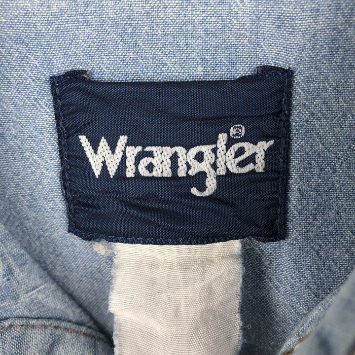 90'S Wrangler Long-Sleeve Denim Western Shirt, Men's Size L (Equivalent), Vintage unclear blue type Vintage Second Hand