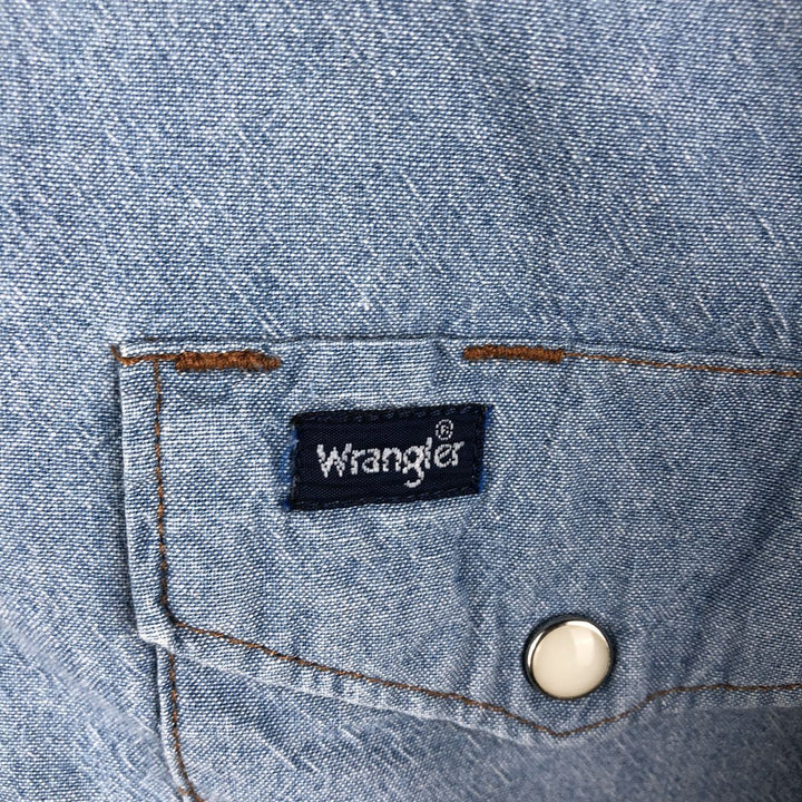 90'S Wrangler Long-Sleeve Denim Western Shirt, Men's Size L (Equivalent), Vintage unclear blue type Vintage Second Hand