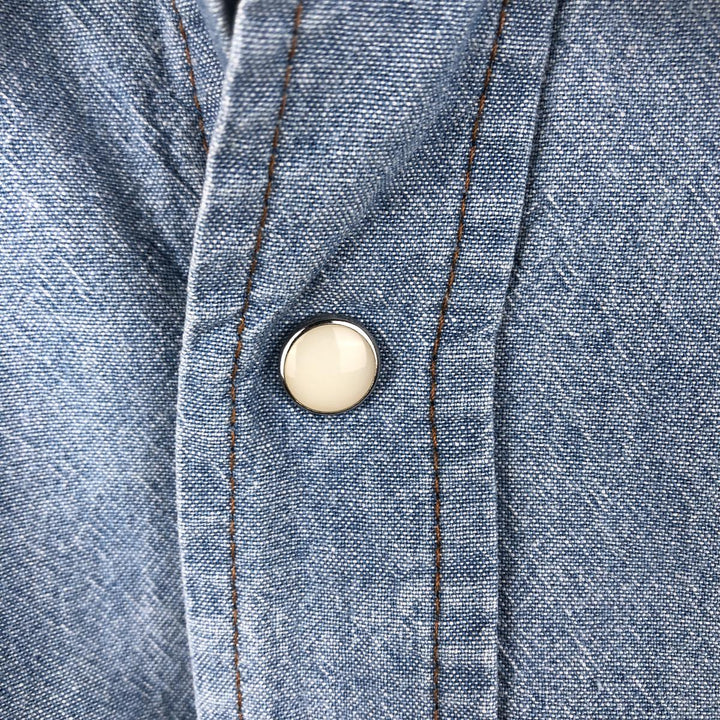 90'S Wrangler Long-Sleeve Denim Western Shirt, Men's Size L (Equivalent), Vintage unclear blue type Vintage Second Hand