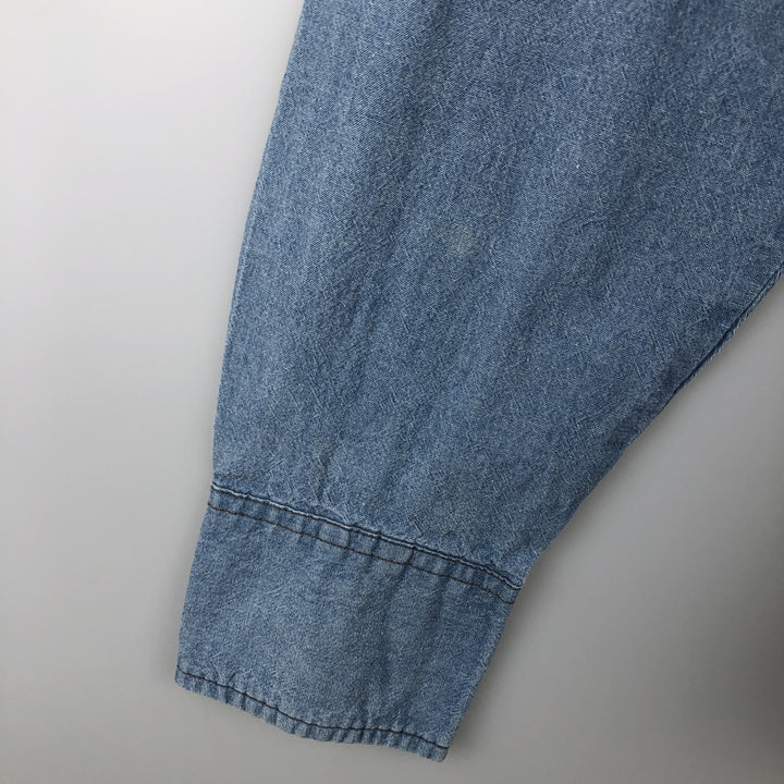 90'S Wrangler Long-Sleeve Denim Western Shirt, Men's Size L (Equivalent), Vintage unclear blue type Vintage Second Hand
