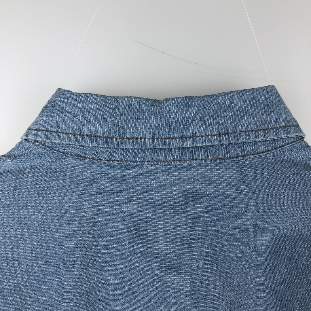 90'S Wrangler Long-Sleeve Denim Western Shirt, Men's Size L (Equivalent), Vintage unclear blue type Vintage Second Hand