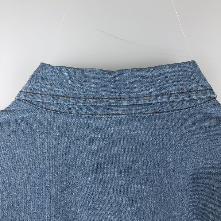 90'S Wrangler Long-Sleeve Denim Western Shirt, Men's Size L (Equivalent), Vintage unclear blue type Vintage Second Hand