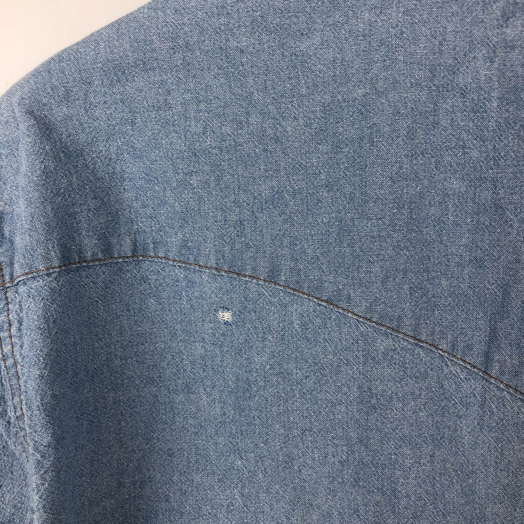 90'S Wrangler Long-Sleeve Denim Western Shirt, Men's Size L (Equivalent), Vintage unclear blue type Vintage Second Hand