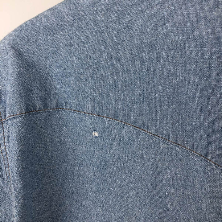 90'S Wrangler Long-Sleeve Denim Western Shirt, Men's Size L (Equivalent), Vintage unclear blue type Vintage Second Hand