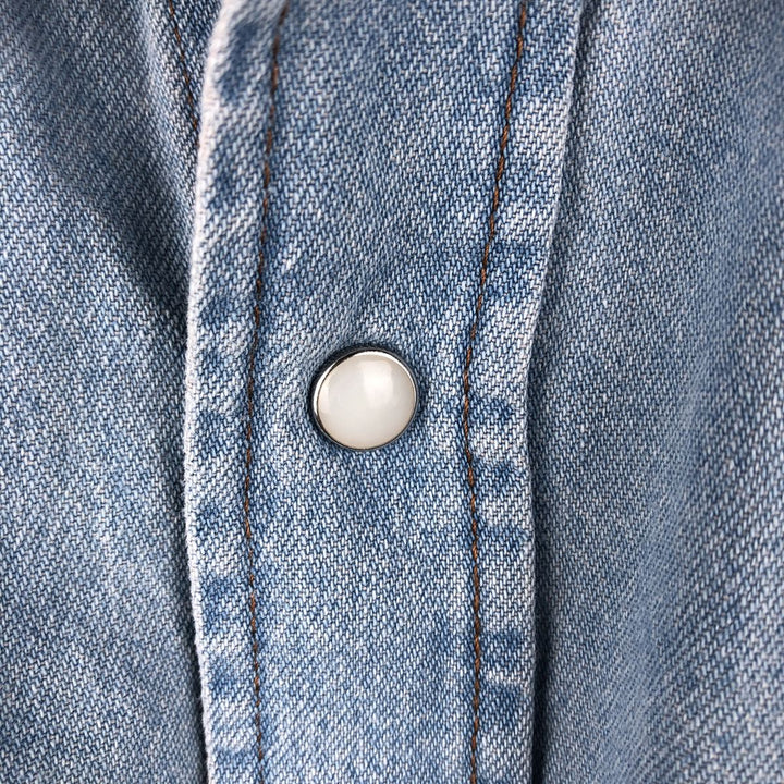 90'S Wrangler Long-Sleeve Denim Western Shirt, Men's Size L (Equivalent), Vintage unclear blue type Vintage Second Hand