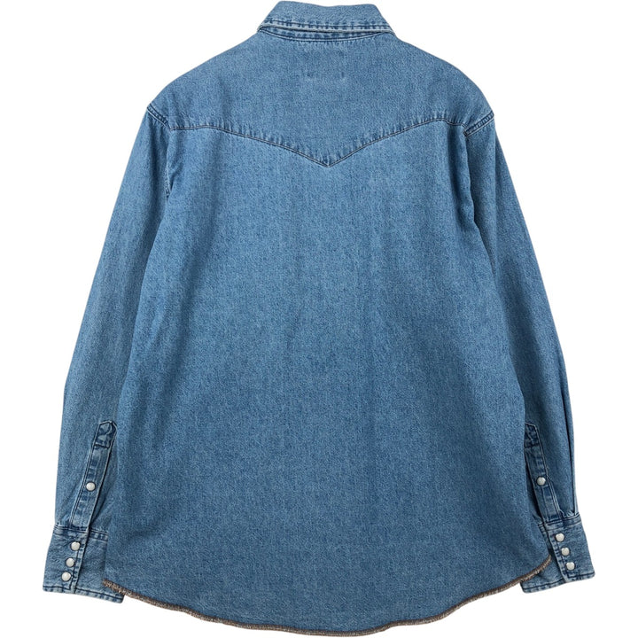 Wrangler Long Sleeve Denim Western Shirt, Men's XL unclear blue type Vintage Second Hand