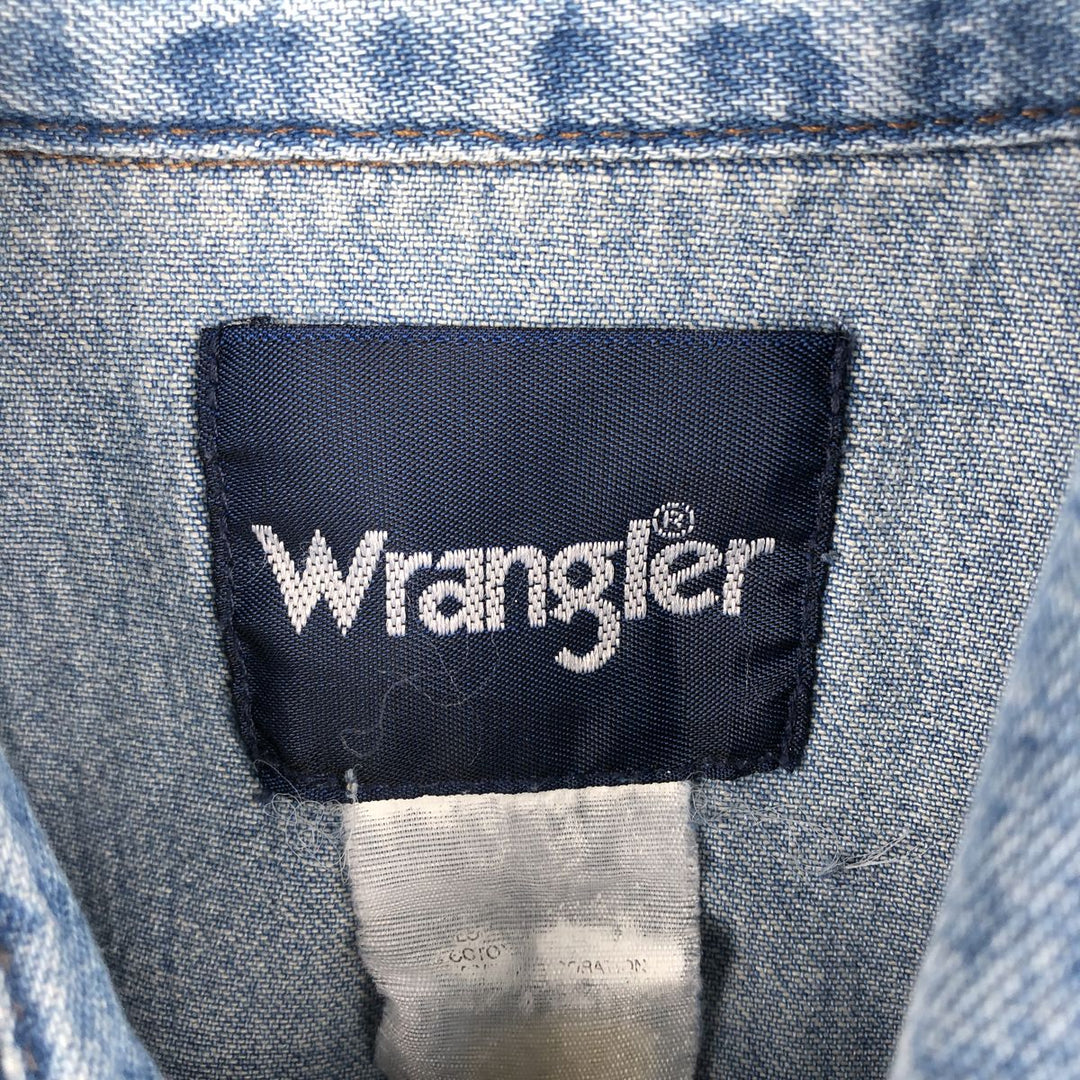 Wrangler Long Sleeve Denim Western Shirt, Men's XL unclear blue type Vintage Second Hand