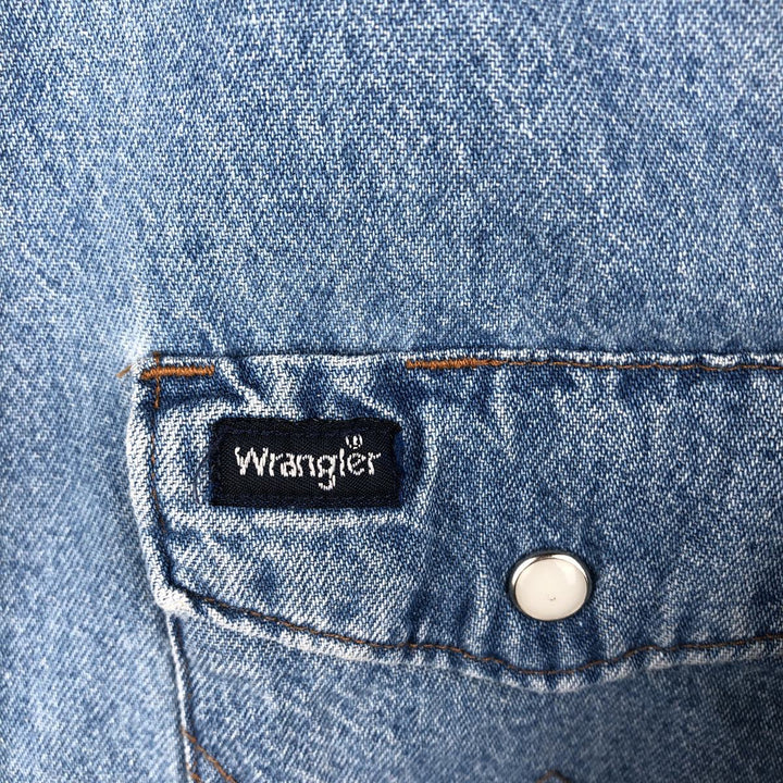 Wrangler Long Sleeve Denim Western Shirt, Men's XL unclear blue type Vintage Second Hand