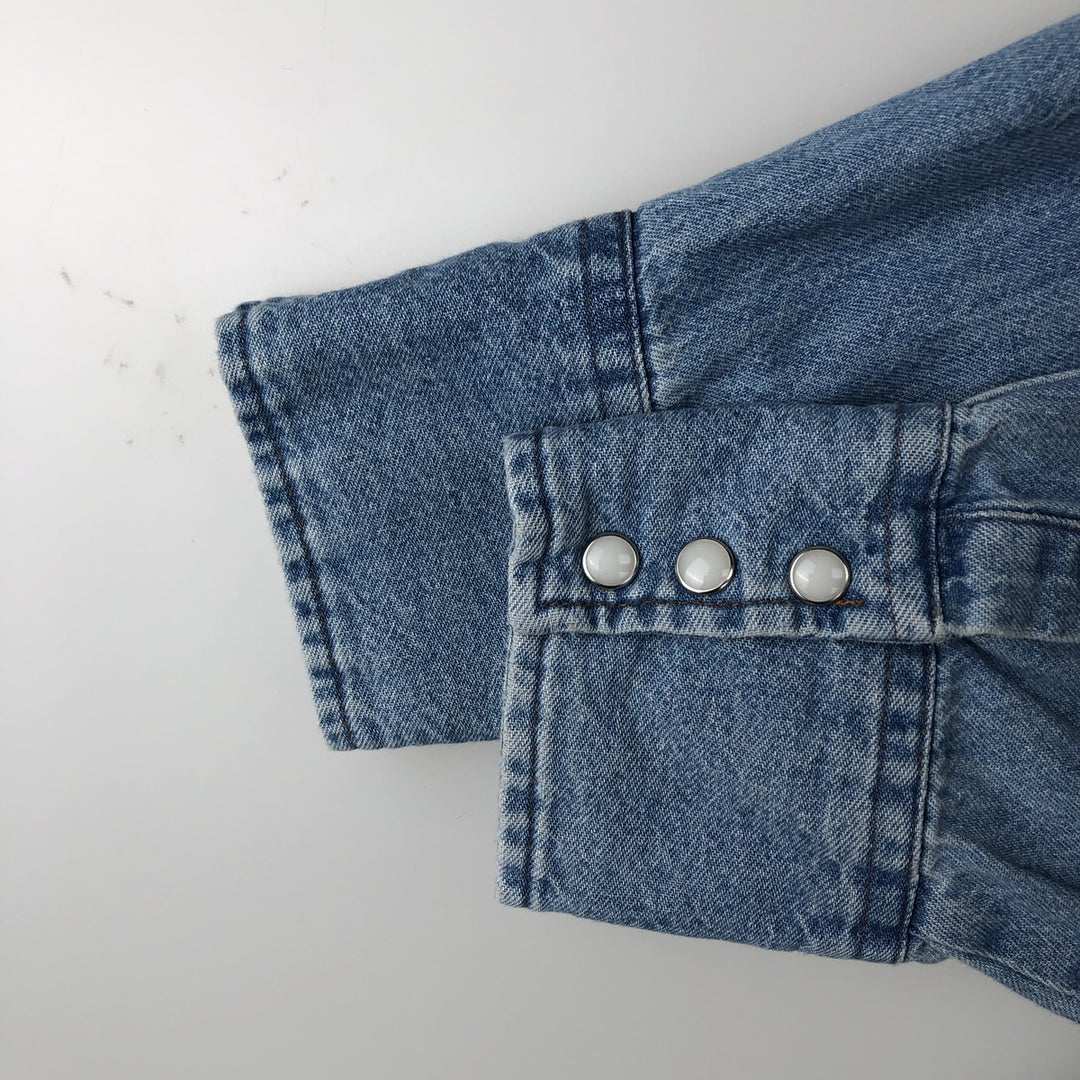 Wrangler Long Sleeve Denim Western Shirt, Men's XL unclear blue type Vintage Second Hand