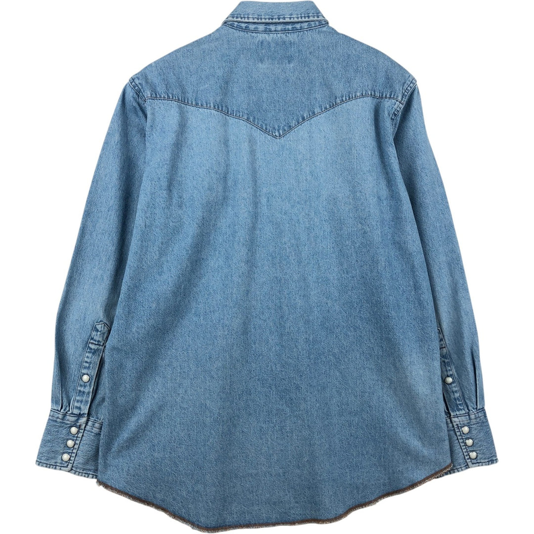 ~90'S Wrangler Long-Sleeve Denim Western Shirt, Men's Size L (Equivalent), Vintage unclear blue type Vintage Second Hand