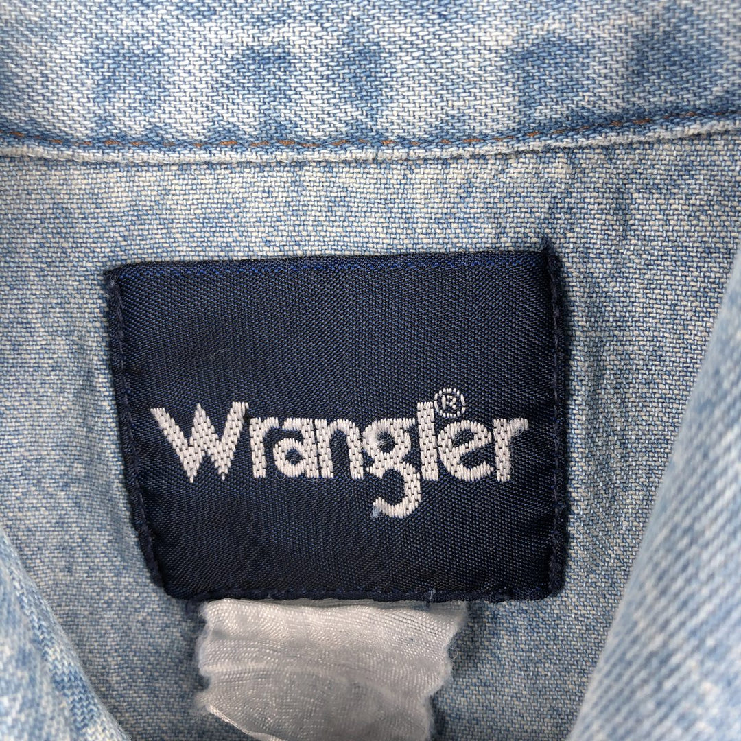 ~90'S Wrangler Long-Sleeve Denim Western Shirt, Men's Size L (Equivalent), Vintage unclear blue type Vintage Second Hand