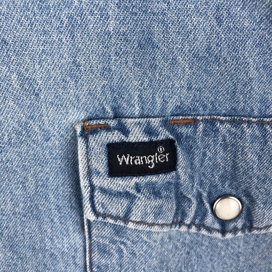 ~90'S Wrangler Long-Sleeve Denim Western Shirt, Men's Size L (Equivalent), Vintage unclear blue type Vintage Second Hand