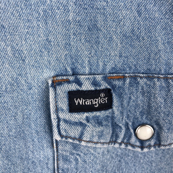~90'S Wrangler Long-Sleeve Denim Western Shirt, Men's Size L (Equivalent), Vintage unclear blue type Vintage Second Hand
