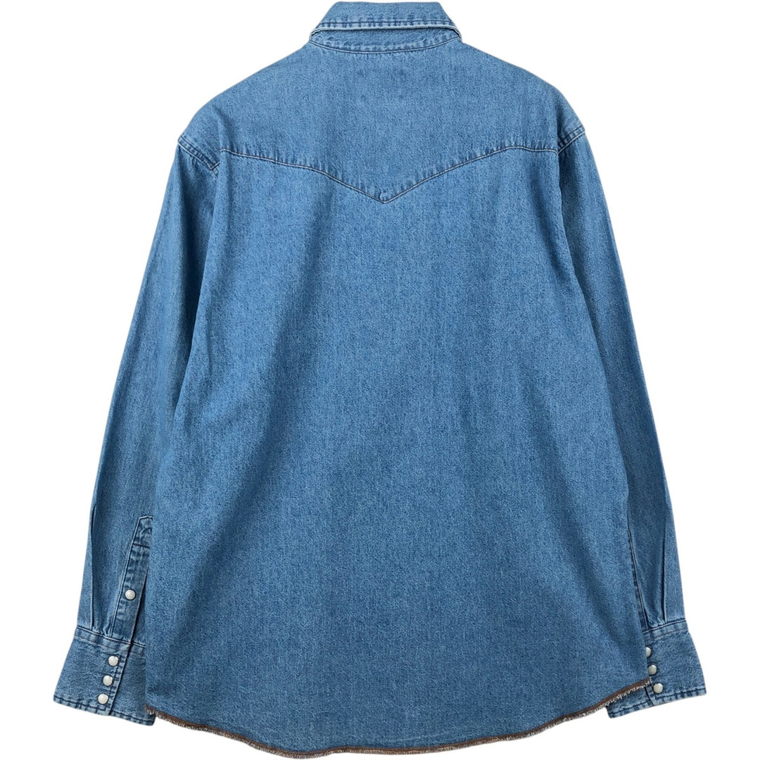 90s-00'S Wrangler Long-Sleeve Denim Western Shirt, Men's Size L (approx.) cotton blue type Vintage Second Hand