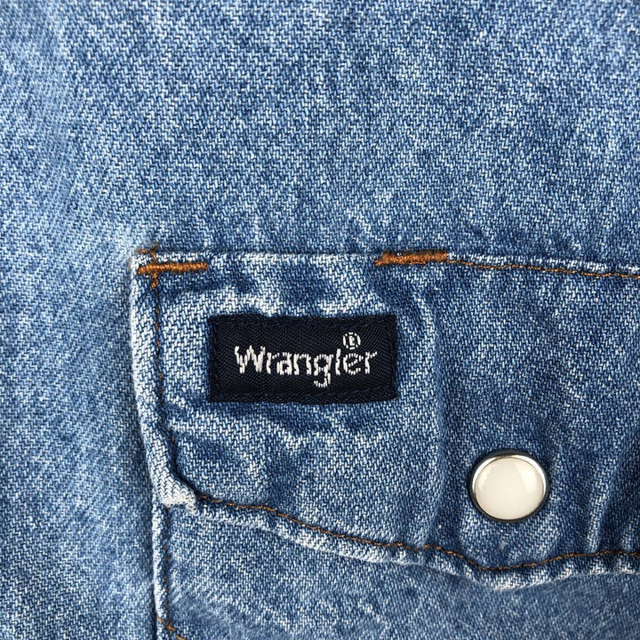 90s-00'S Wrangler Long-Sleeve Denim Western Shirt, Men's Size L (approx.) cotton blue type Vintage Second Hand