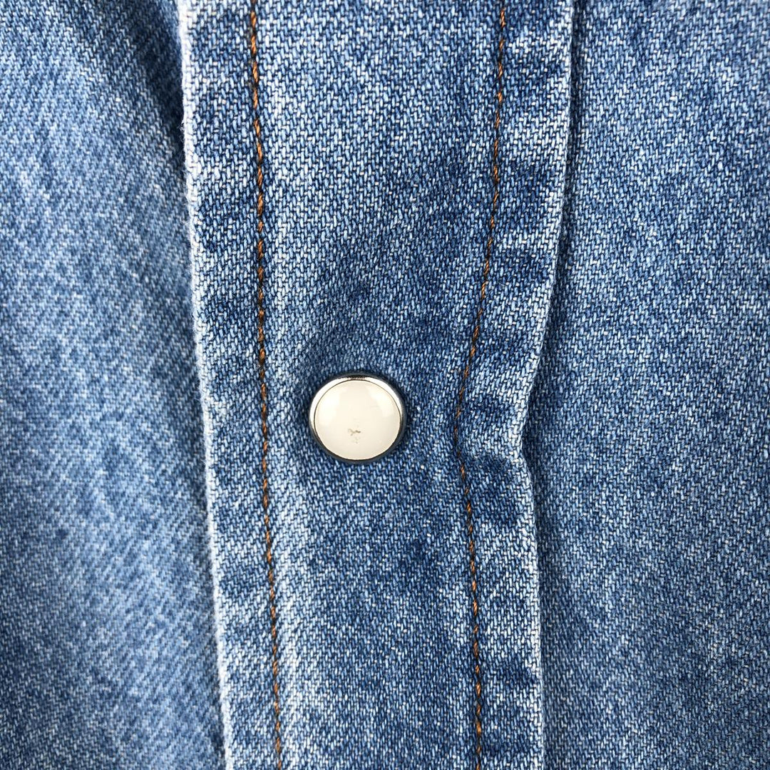 90s-00'S Wrangler Long-Sleeve Denim Western Shirt, Men's Size L (approx.) cotton blue type Vintage Second Hand
