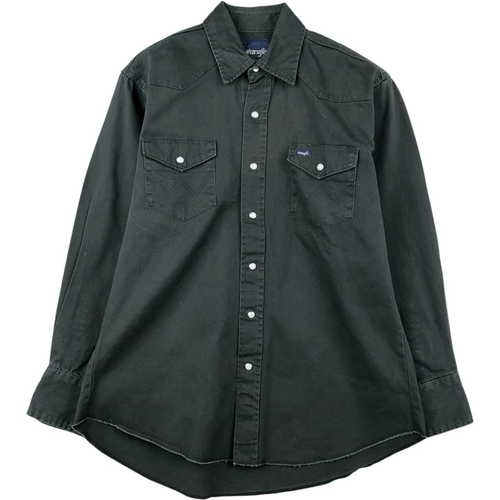 1990'S Wrangler Long-Sleeve Western Shirt, Men's Size L (approx.) cotton black type Vintage Second Hand