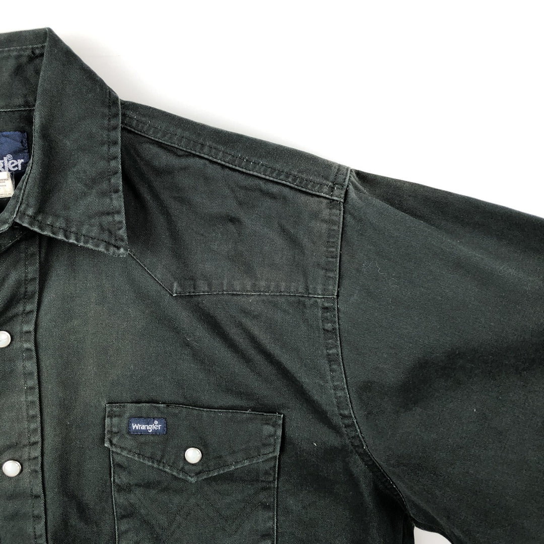 1990'S Wrangler Long-Sleeve Western Shirt, Men's Size L (approx.) cotton black type Vintage Second Hand
