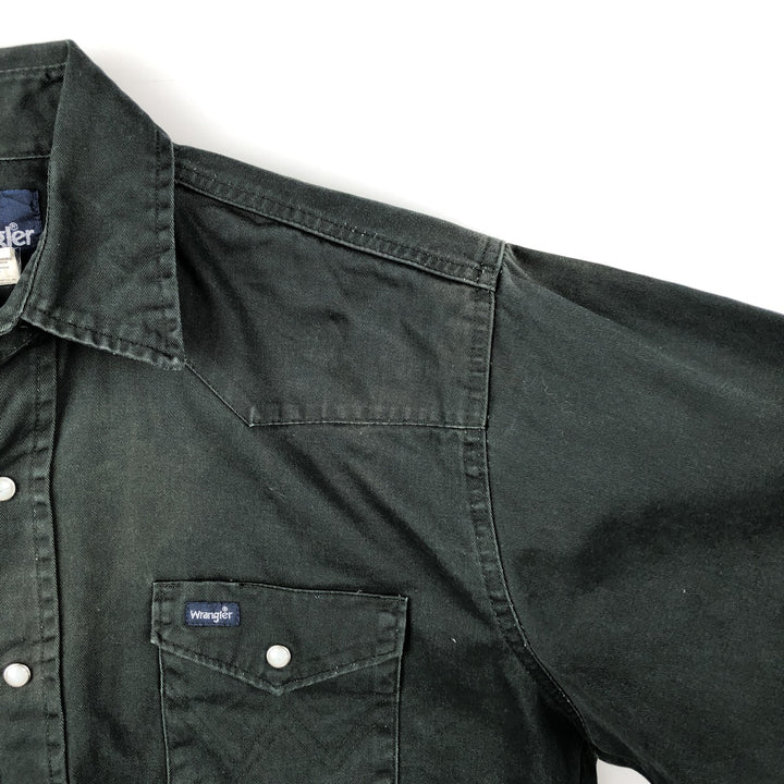 1990'S Wrangler Long-Sleeve Western Shirt, Men's Size L (approx.) cotton black type Vintage Second Hand