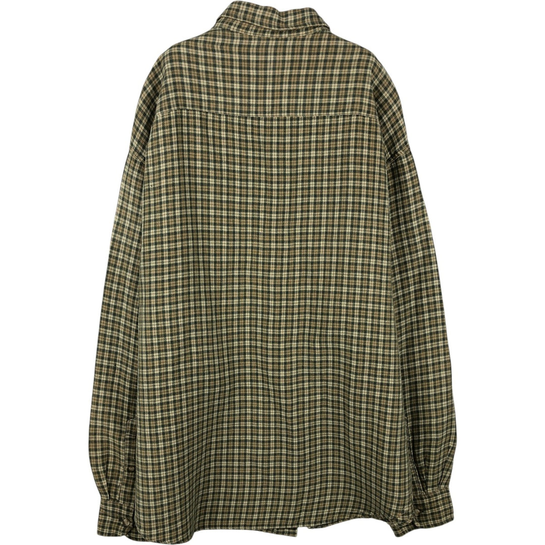 90'S GAP Old Gap Check Pattern Long Sleeve Ramie x Linen Shirt Men's Size L (approx.) Vintage Lamy Khaki type sage green Vintage Second Hand