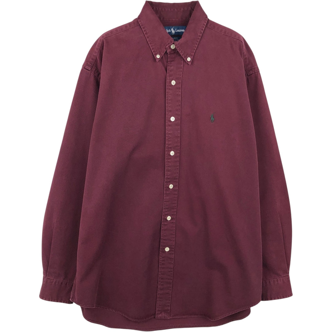 Ralph Lauren BLAKE long sleeve button down shirt, men's size M cotton wine-red Vintage Second Hand