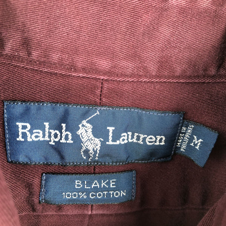 Ralph Lauren BLAKE long sleeve button down shirt, men's size M cotton wine-red Vintage Second Hand