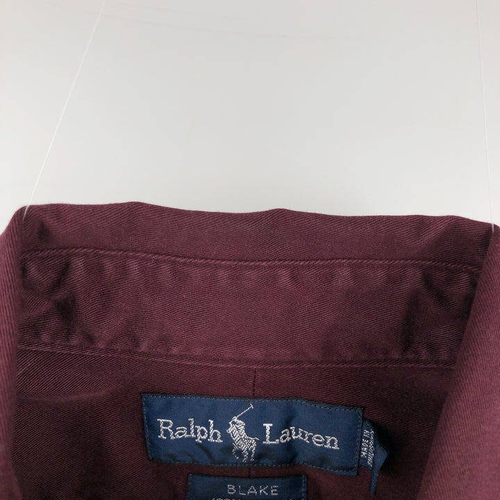 Ralph Lauren BLAKE long sleeve button down shirt, men's size M cotton wine-red Vintage Second Hand