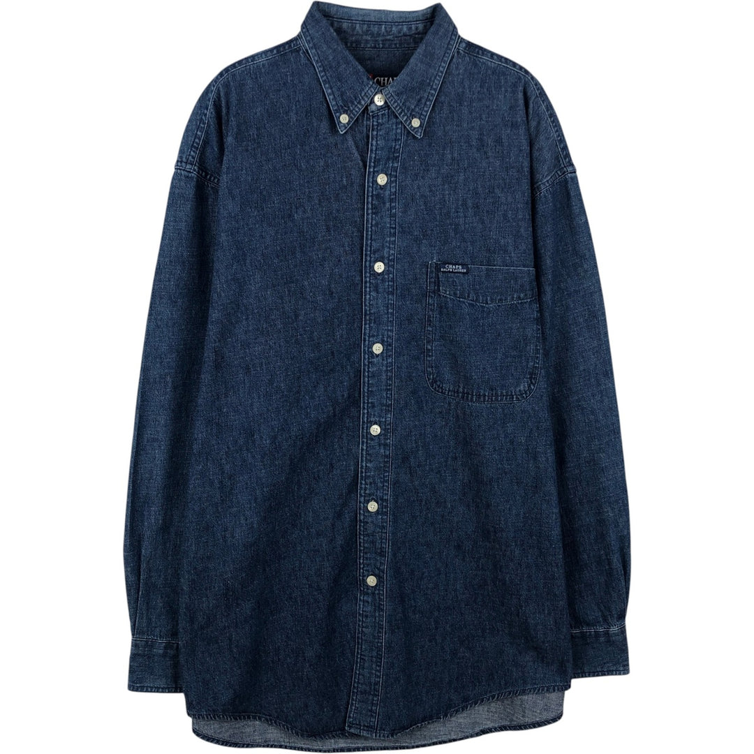 Ralph Lauren Chaps long-sleeved button-down denim shirt, men's size M cotton blue type Vintage Second Hand