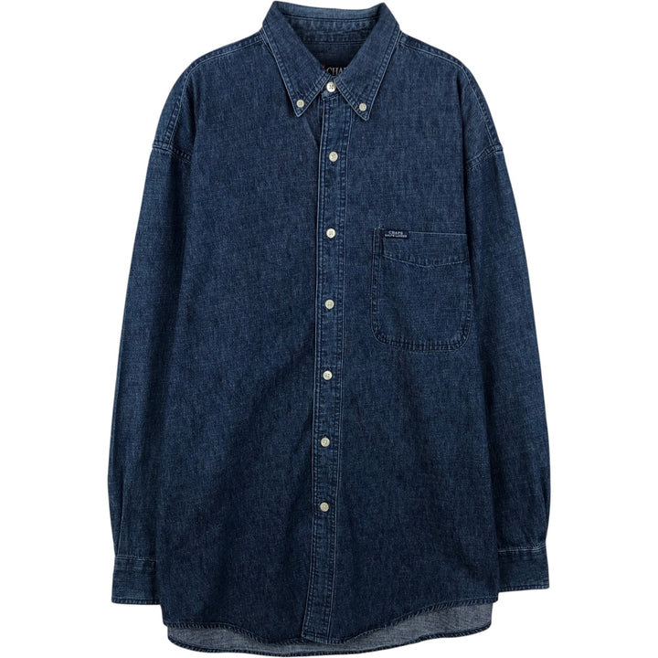 Ralph Lauren Chaps long-sleeved button-down denim shirt, men's size M cotton blue type Vintage Second Hand