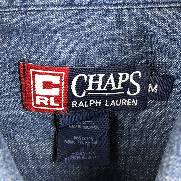 Ralph Lauren Chaps long-sleeved button-down denim shirt, men's size M cotton blue type Vintage Second Hand