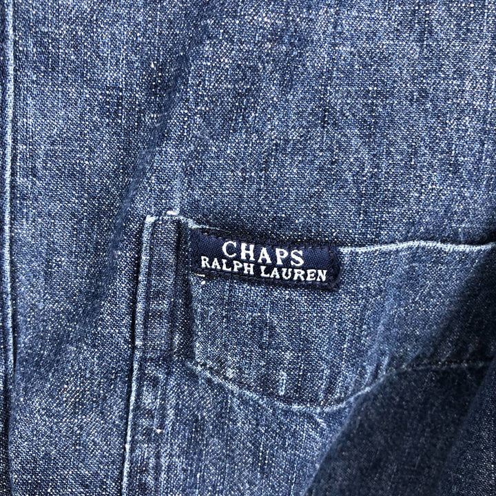 Ralph Lauren Chaps long-sleeved button-down denim shirt, men's size M cotton blue type Vintage Second Hand