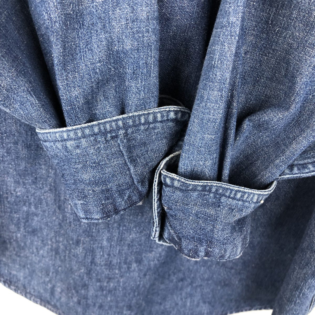 Ralph Lauren Chaps long-sleeved button-down denim shirt, men's size M cotton blue type Vintage Second Hand