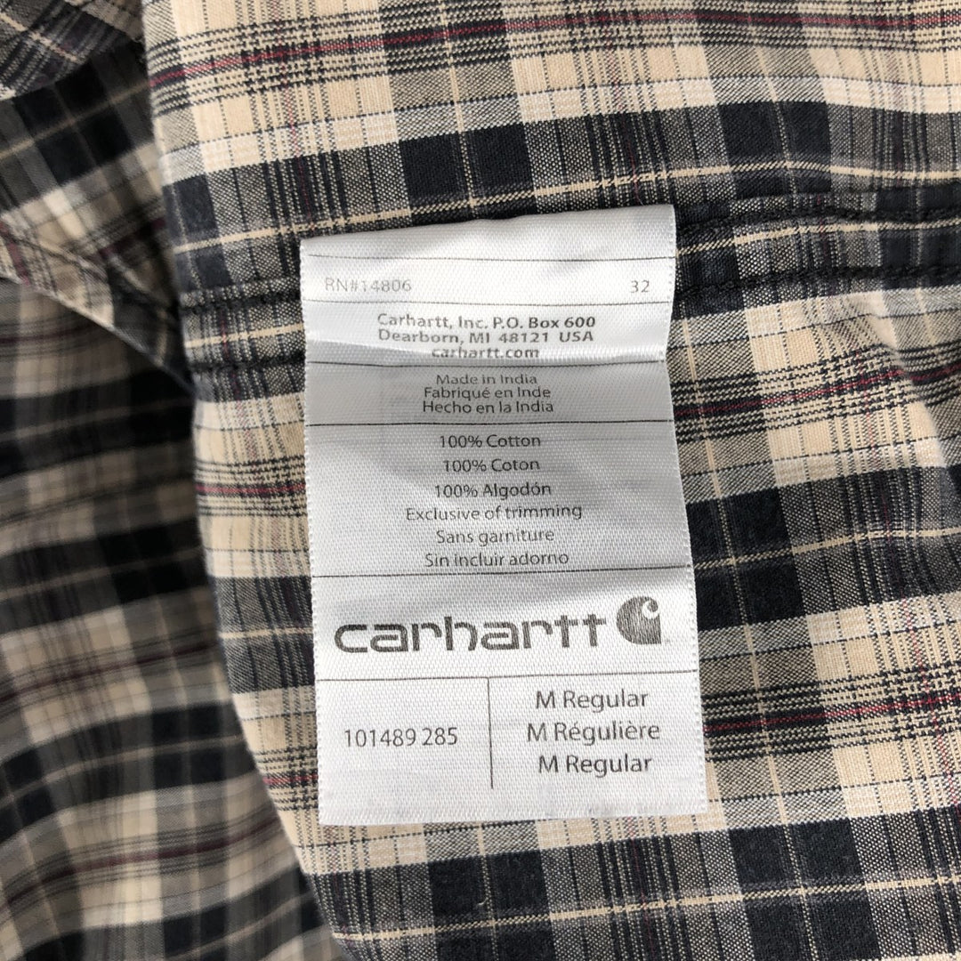 Carhartt Relaxed Fit Check Pattern Long Sleeve Button Down Work Shirt, Men's Medium cotton Beige type Vintage Second Hand