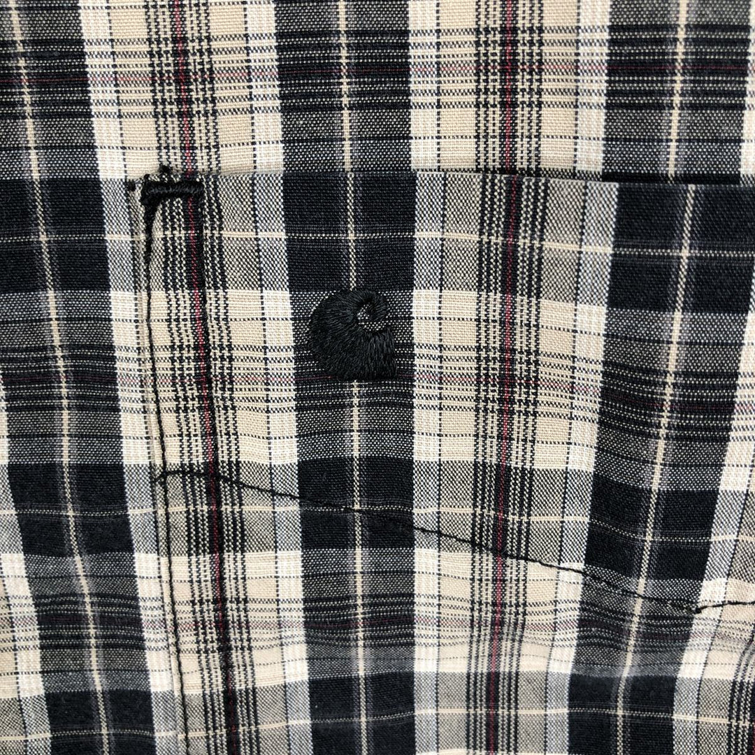 Carhartt Relaxed Fit Check Pattern Long Sleeve Button Down Work Shirt, Men's Medium cotton Beige type Vintage Second Hand