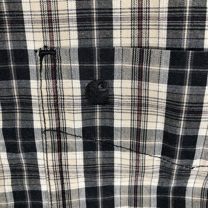 Carhartt Relaxed Fit Check Pattern Long Sleeve Button Down Work Shirt, Men's Medium cotton Beige type Vintage Second Hand