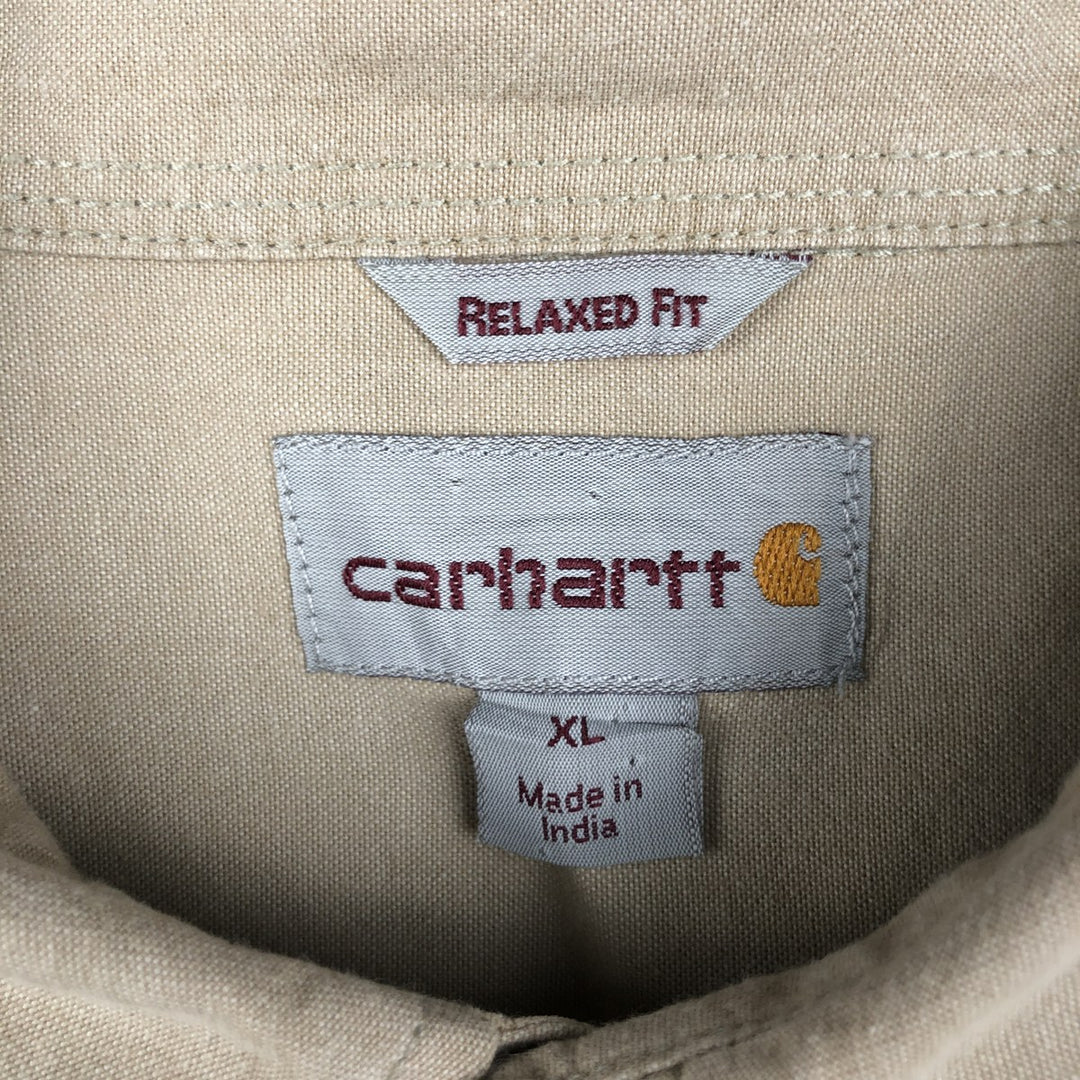 Carhartt Relaxed Fit Long Sleeve Button Down Work Shirt, Men's XL cotton Beige type Vintage Second Hand