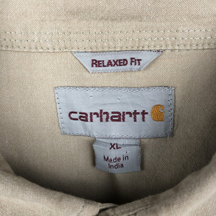 Carhartt Relaxed Fit Long Sleeve Button Down Work Shirt, Men's XL cotton Beige type Vintage Second Hand