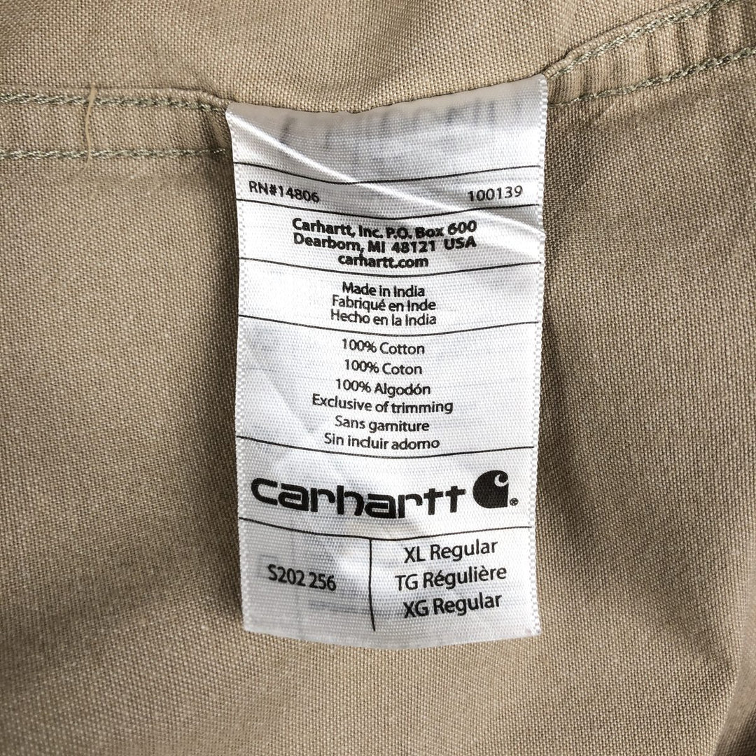 Carhartt Relaxed Fit Long Sleeve Button Down Work Shirt, Men's XL cotton Beige type Vintage Second Hand