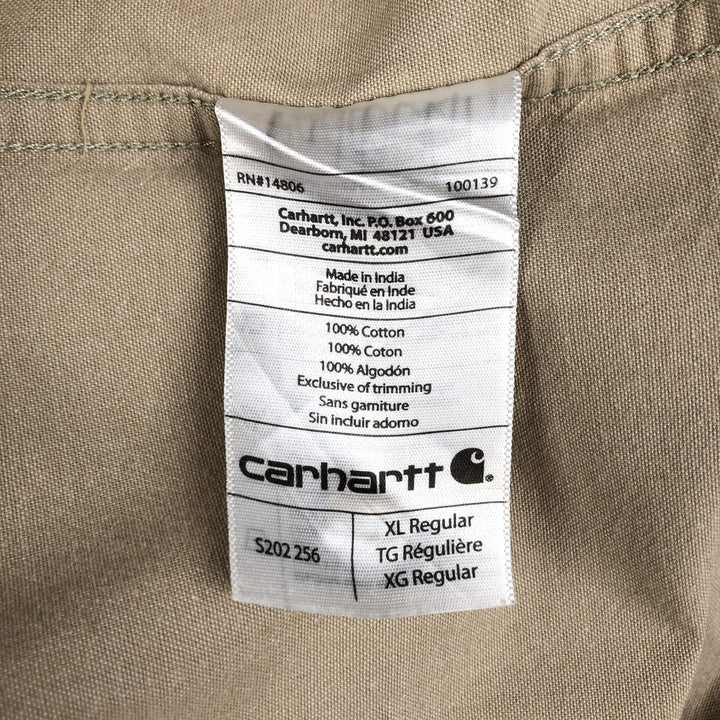 Carhartt Relaxed Fit Long Sleeve Button Down Work Shirt, Men's XL cotton Beige type Vintage Second Hand