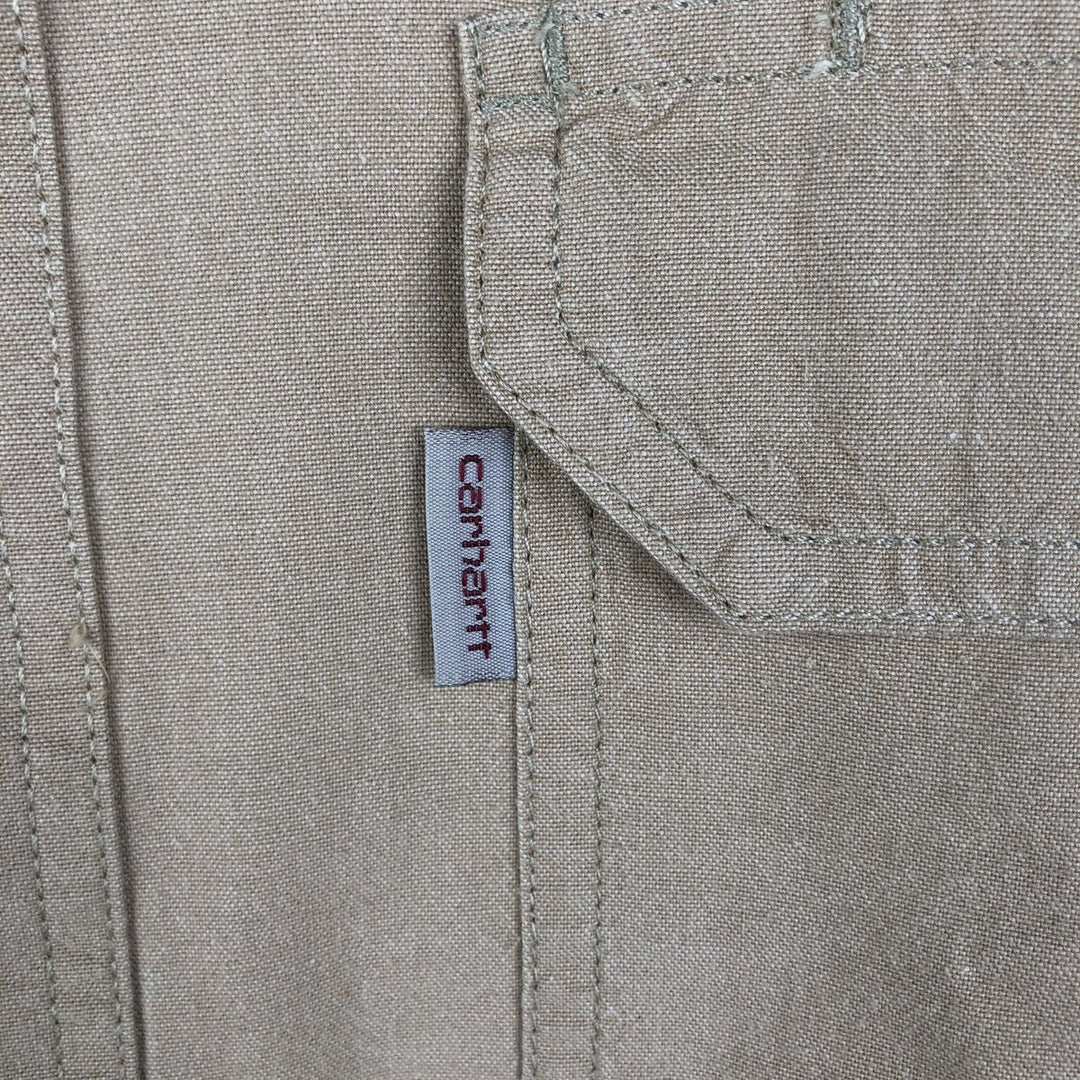 Carhartt Relaxed Fit Long Sleeve Button Down Work Shirt, Men's XL cotton Beige type Vintage Second Hand