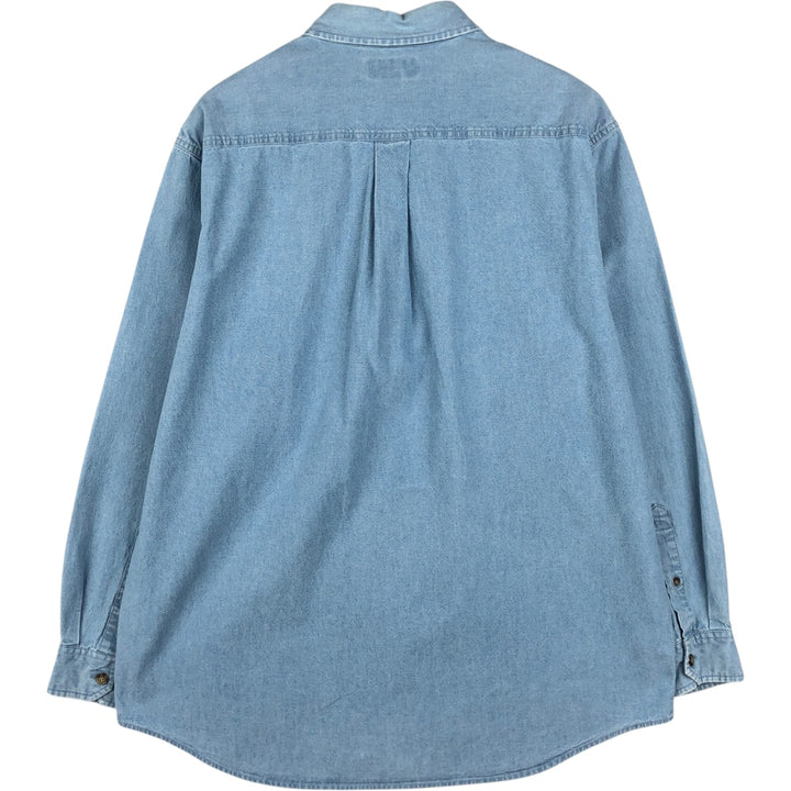 2000'S Carhartt Long-Sleeve Button-Down Work Shirt, Men's Size L (approx.) cotton Blue type light blue Vintage Second Hand