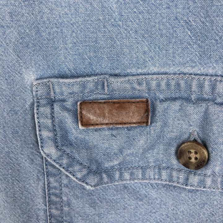 2000'S Carhartt Long-Sleeve Button-Down Work Shirt, Men's Size L (approx.) cotton Blue type light blue Vintage Second Hand